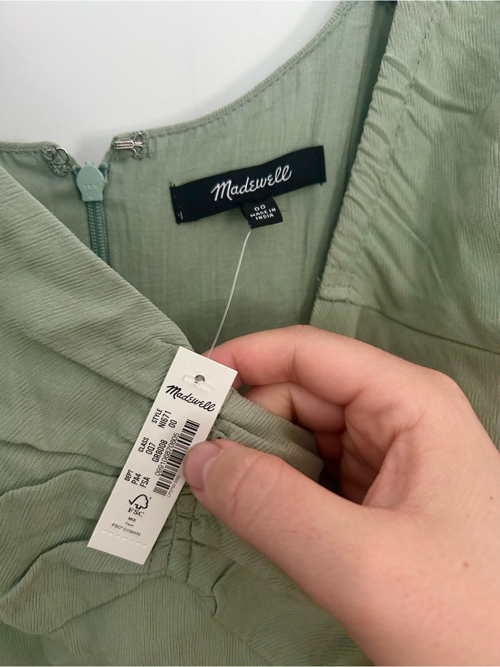 Madewell Sweetheart Puff-Sleeve Midi Dress in Frosted Sage Green - Picture 5 of 7